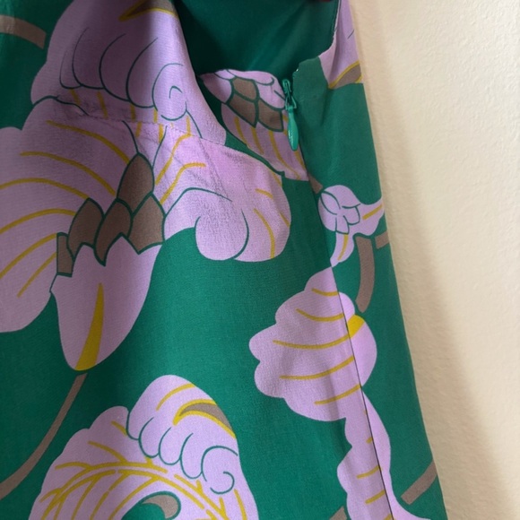 Tibi Jade Silk Floral Shift Dress 8 Green Purple - Picture 4 of 10